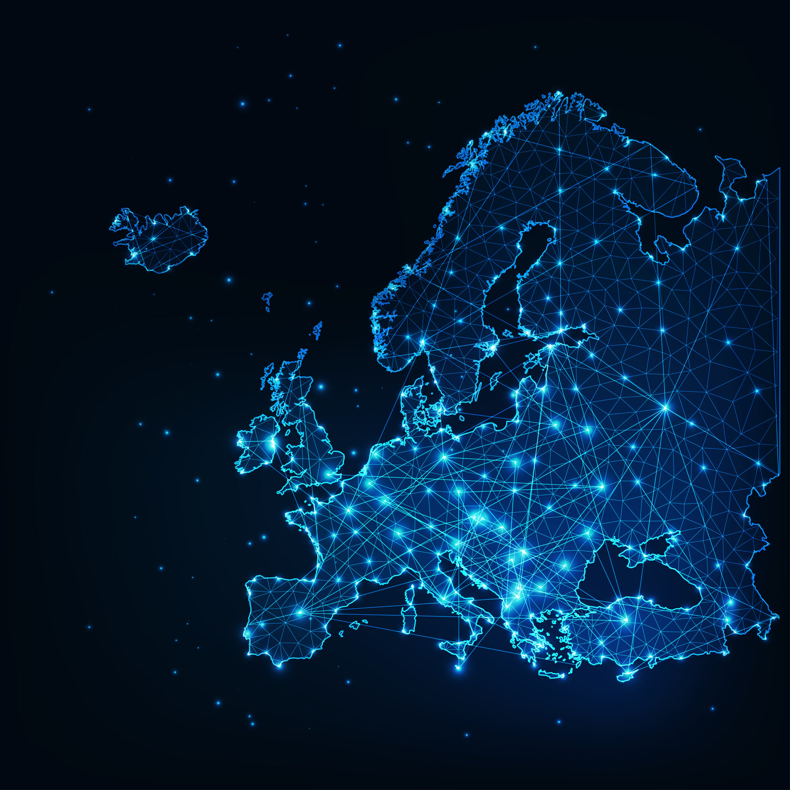Network map of Europe with connected trade routes